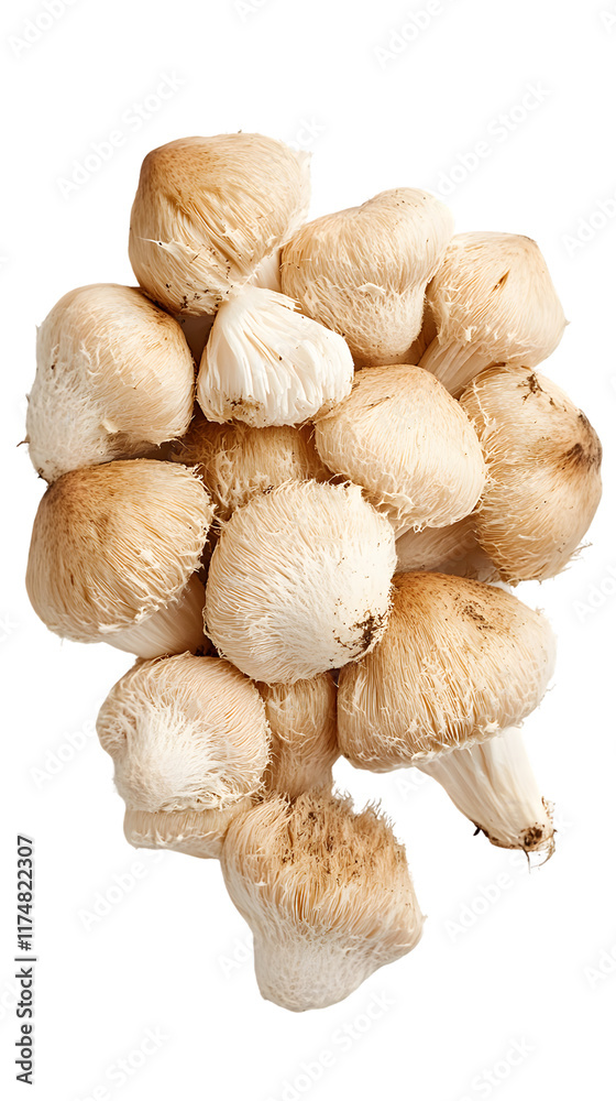 Cluster of Lion's Mane Mushrooms Isolated On A White Background, PNG Transparent Cluster of Lion's Mane Mushrooms Isolated On A White Background, PNG Transparent