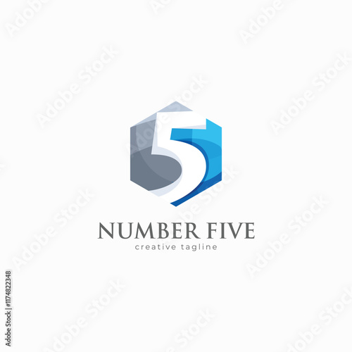 Number Five, Math, Education logo template