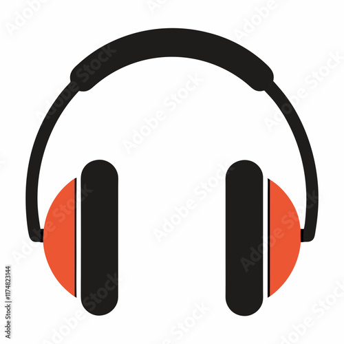 Headphone Black Silhouette Vector on White Background