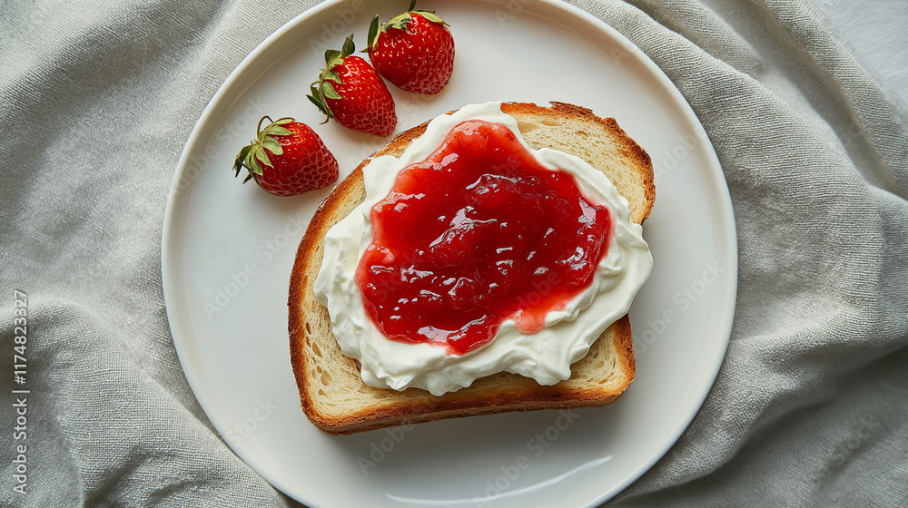 toast with strawberry jam and cream cheese toast with strawberry jam and cream cheese