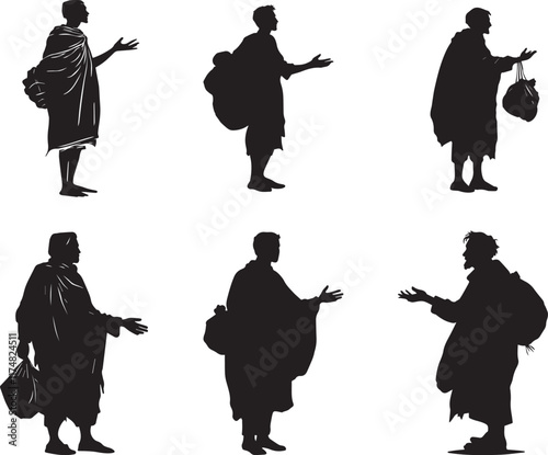 Silhouette of a beggar vector silhouette icon