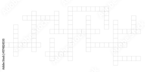 Crossword puzzle template with blank word grid. Flat vector illustration isolated on white background for newspaper crosswords game.