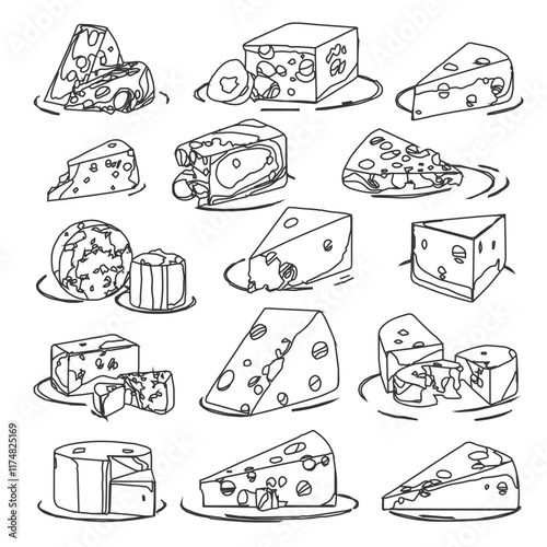  Design vector logo Set Line Icons Cheese
