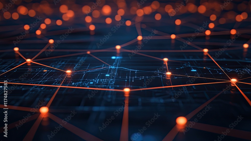 Obraz premium Abstract Network Digital Connections Illuminated