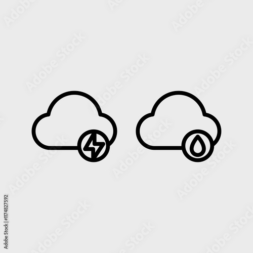 Weather icon and weather prediction vector symbol set.