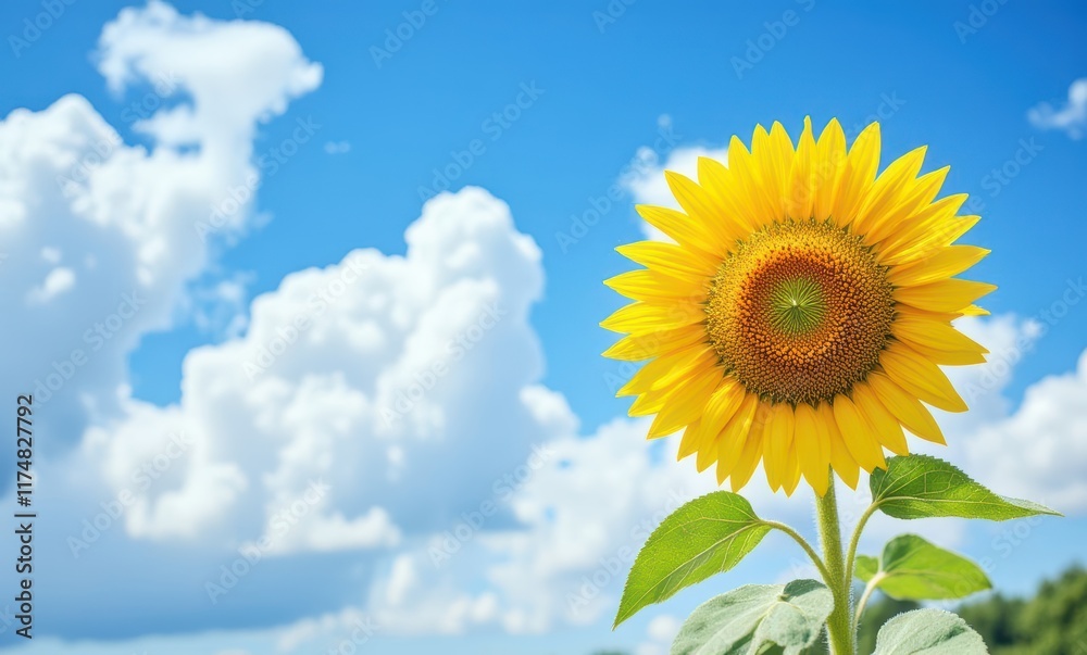 Bright sunflower against a blue sky Bright sunflower against a blue sky