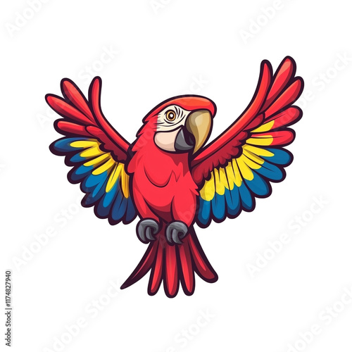 Scarlet Macaw in Flight: A Vibrant Illustration photo