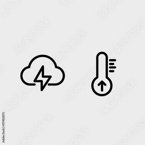 Weather icon and weather prediction vector symbol set.