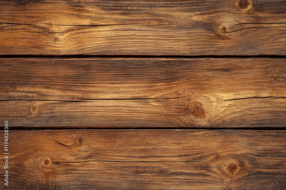 Fototapeta premium Top View of Old Dark Walnut Wooden Plank Table Surface Texture - Rustic Brown Textured Wood Background