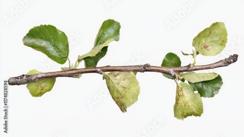 Springtime Illness: Leaf Curl on Fruit Tree Branches Affected by Taphrina Deformans Disease photo