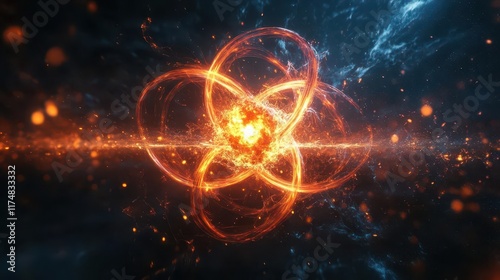 Abstract glowing orange and blue energy rings in space.