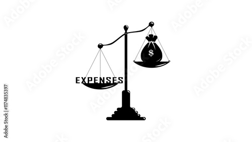 budget deficit, black isolated silhouette