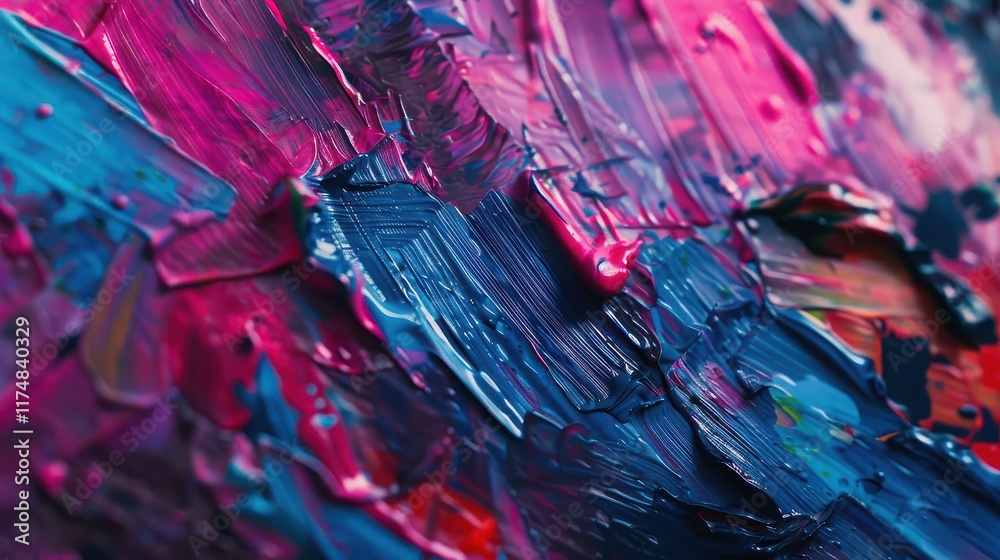Naklejka premium Close-up of a vibrant, multicolored palette of paints and brushes.