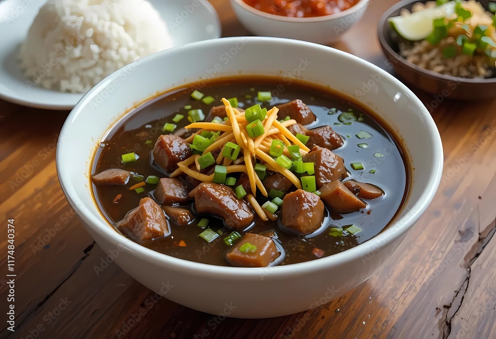 Delicious Indonesian Rawon Beef Stew in a Bowl Delicious Indonesian Rawon Beef Stew in a Bowl