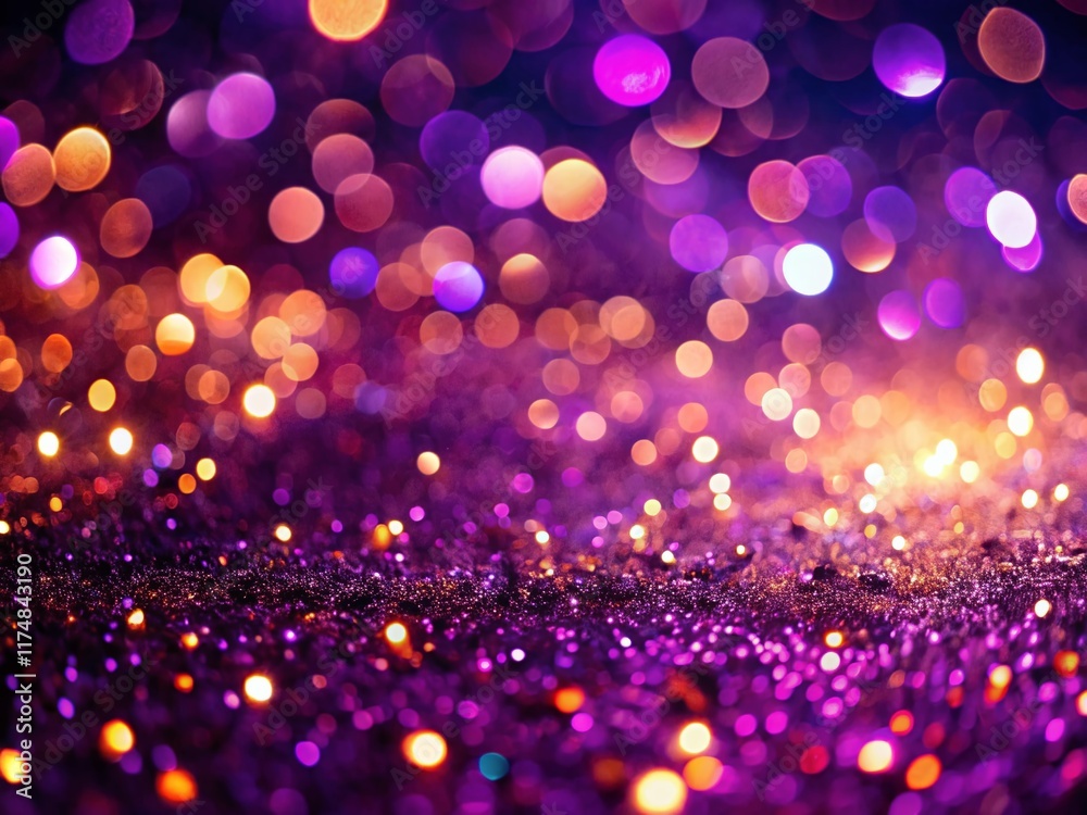 Festive Purple Glitter Background with Sparkling Bokeh Lights Festive Purple Glitter Background with Sparkling Bokeh Lights