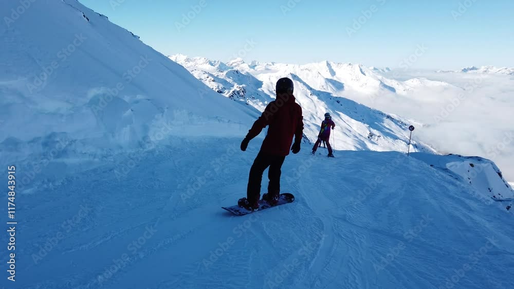Snowboarder Enjoying the Powdery Slopes of the Alps Snowboarder Enjoying the Powdery Slopes of the Alps