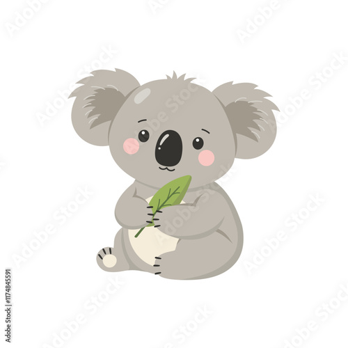 Cute cartoon koala bear isolated on white background 