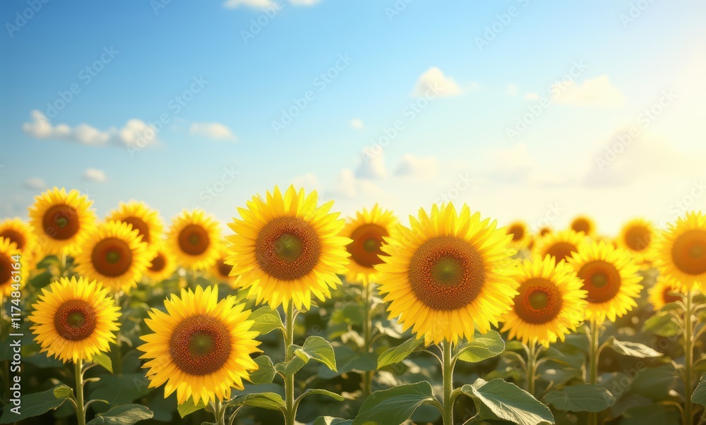 Vibrant sunflowers basking in sunlight Vibrant sunflowers basking in sunlight
