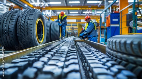 Tire Manufacturing Process in an Industrial Factory Setting