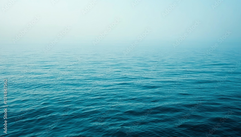 Naklejka premium Serene Ocean Waters Under a Misty Sky