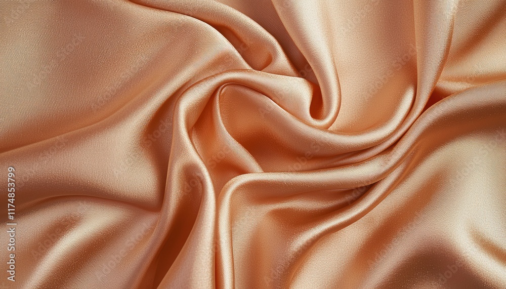 Fototapeta premium Draped Peach Satin Fabric Showing Soft Texture and Waves