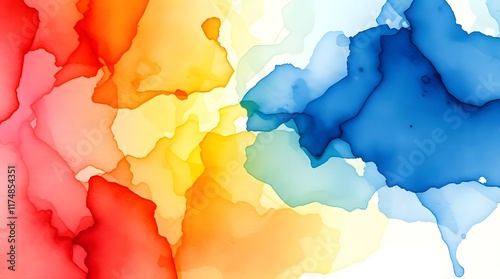 Abstract fluid art in warm and cool tones ink wash painting