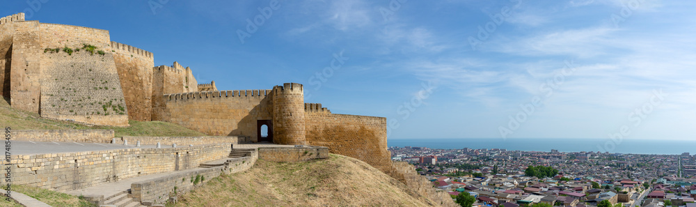 Panorama of the ancient fortress overlooking the city of Derbent. Republic of Dagestan, Russia Panorama of the ancient fortress overlooking the city of Derbent. Republic of Dagestan, Russia