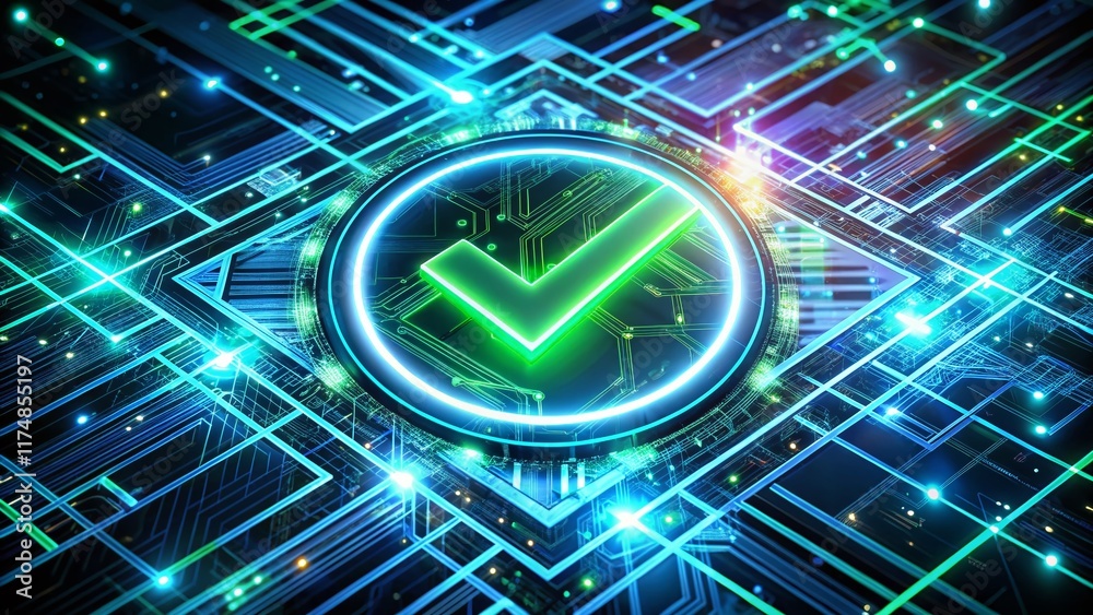 custom made wallpaper toronto digitalFuturistic Digital Checkmark Interface: Glowing Network Confirmation