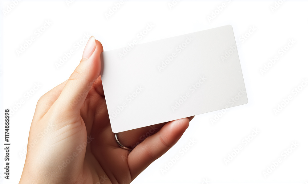 Obraz premium A hand holding a blank paper of name card