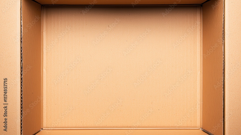Fototapeta premium Empty Cardboard Box with Brown Interior in Minimalist Style
