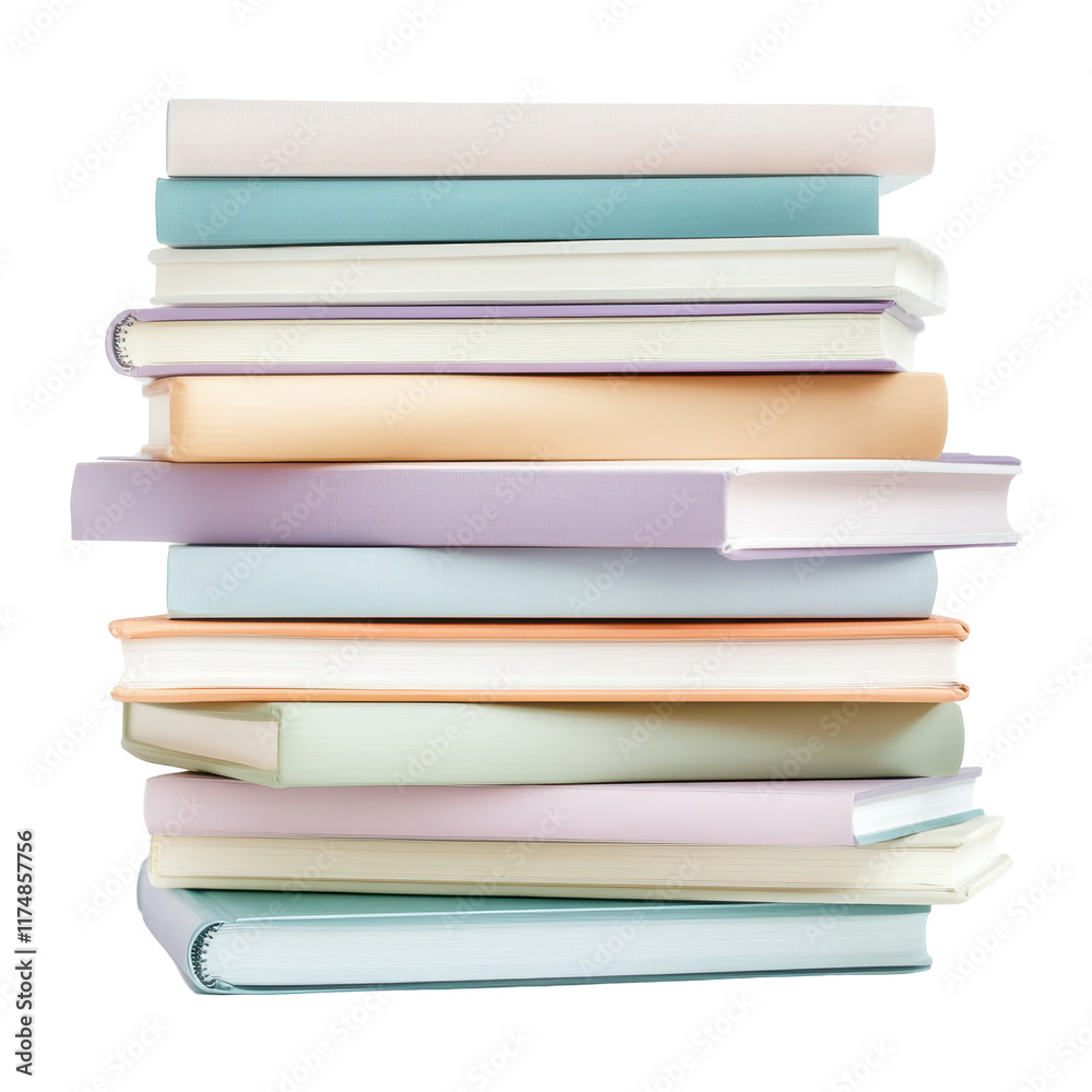 A Stack of Knowledge: A neatly organized stack of colorful, soft-cover books, ready to be explored and enjoyed. The image exudes a sense of tranquility and learning. A Stack of Knowledge: A neatly organized stack of colorful, soft-cover books, ready to be explored and enjoyed. The image exudes a sense of tranquility and learning.