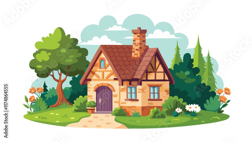 wood house in the   forest