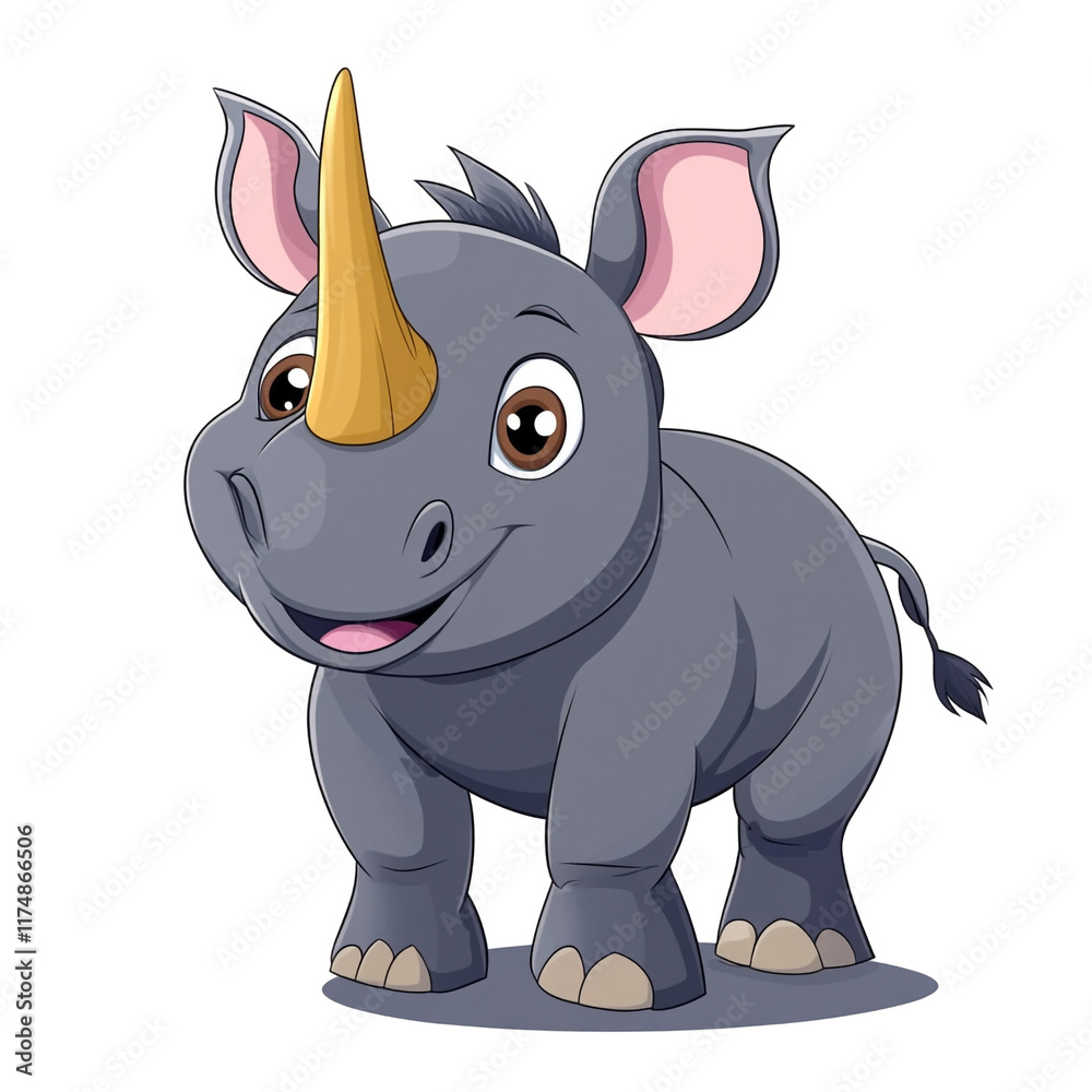 Adorable Baby Rhino Cartoon Illustration Adorable Baby Rhino Cartoon Illustration
