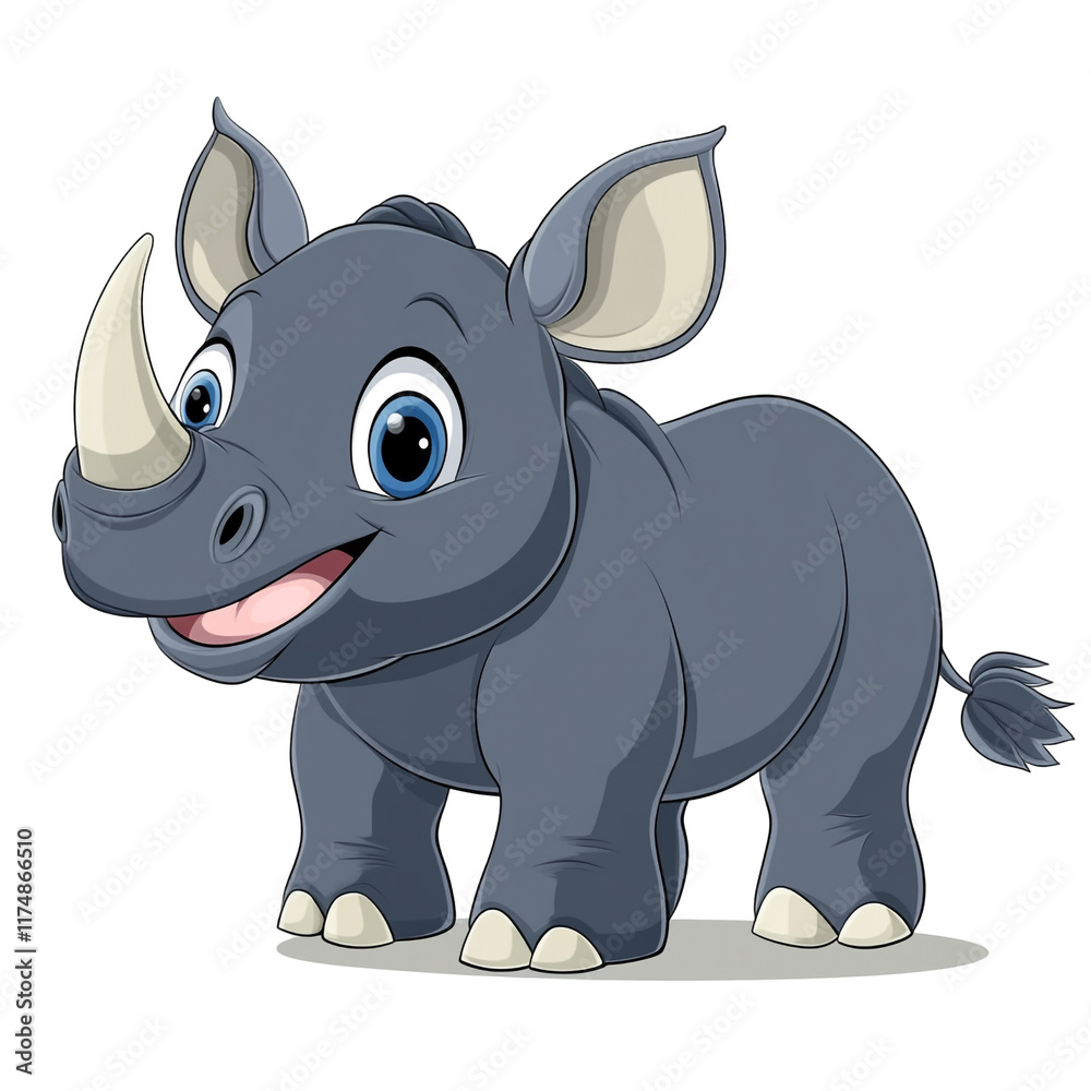 Fototapeta premium Adorable Cartoon Rhino Illustration