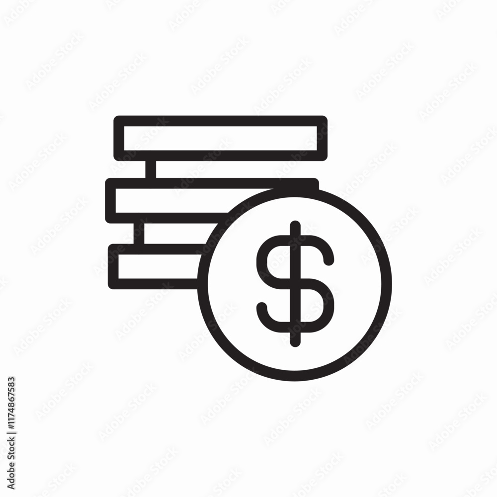 Stack money finance payment icon vector sign Stack money finance payment icon vector sign