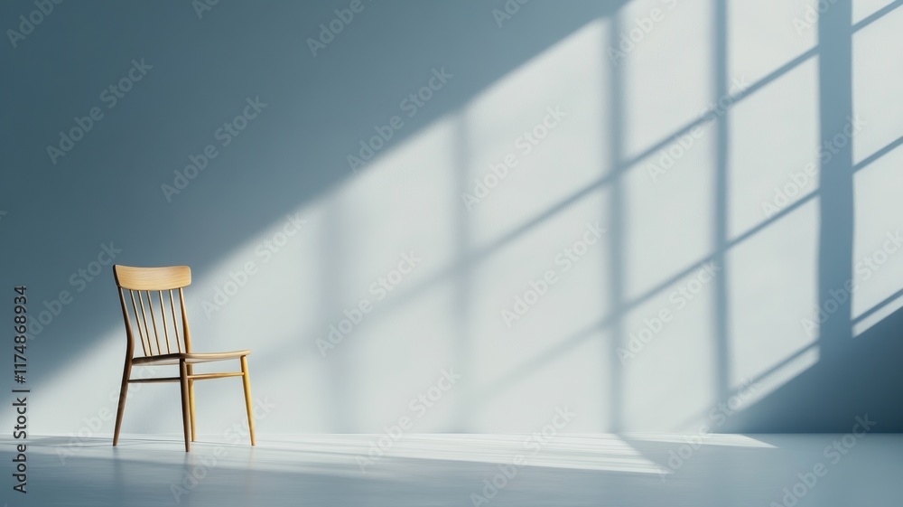 Sparsely furnished gray room with a shadowy window, evoking a sense of solitude and mystery. Sparsely furnished gray room with a shadowy window, evoking a sense of solitude and mystery.