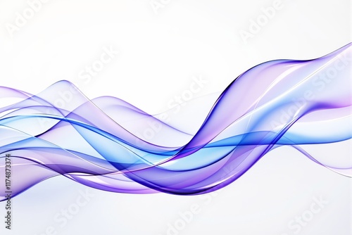 Abstract flowing purple and blue wave design, smooth and elegant, on a clean white background. Artistic concept of modern fluidity. Ai generative