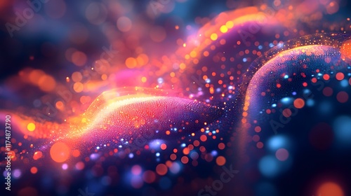 Captivating abstract image featuring vibrant glowing bokeh circles that blend seamlessly creating shimmering tonal transitions and radiant harmonious contours photo