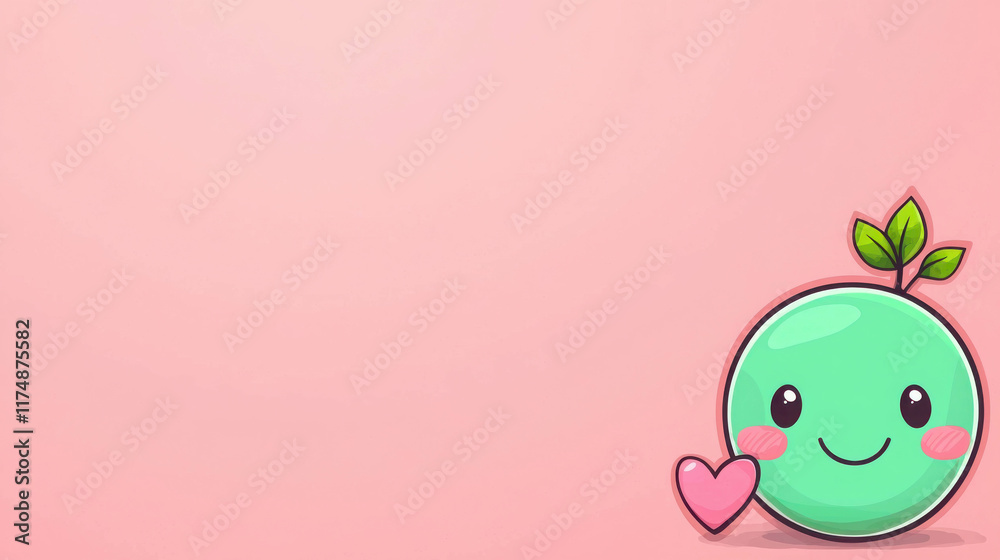 Cute Earth Day Banner with Playful Earth Character on Soft Pink Background Cute Earth Day Banner with Playful Earth Character on Soft Pink Background