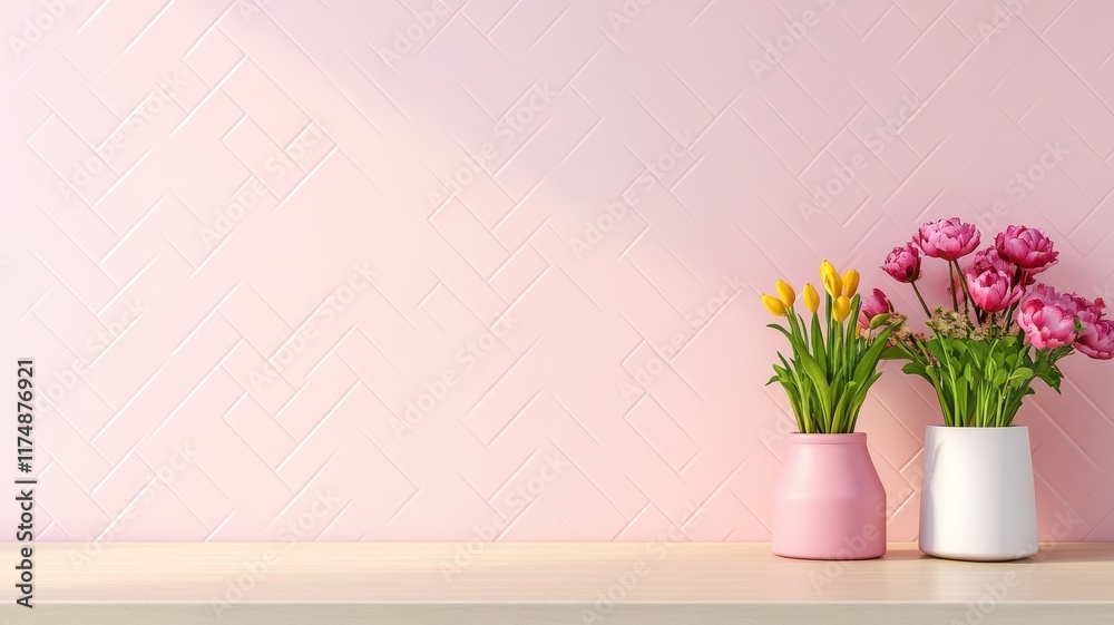 Chic pink herringbone tiled backsplash paired with a warm beige wall for a stylish kitchen aesthetic. Chic pink herringbone tiled backsplash paired with a warm beige wall for a stylish kitchen aesthetic.