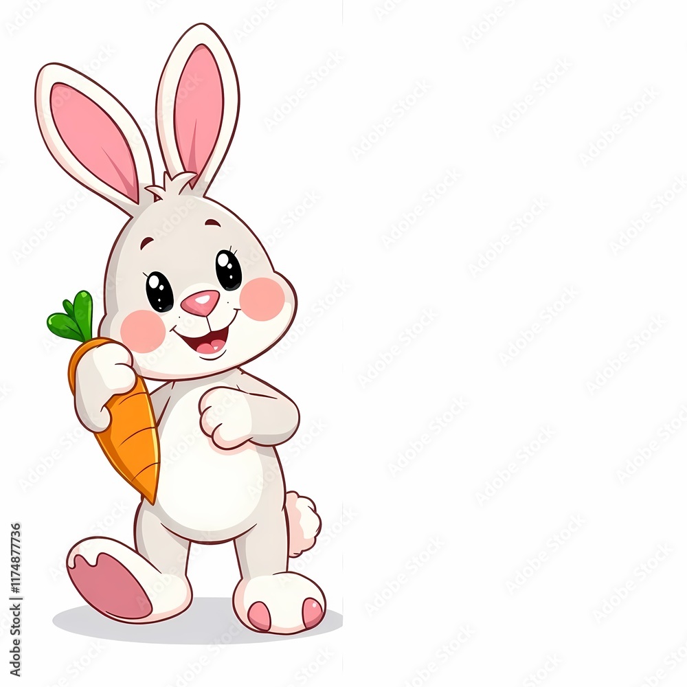 Happy Easter Bunny with Carrot: A cheerful bunny holding a carrot, perfect for Easter greetings and spring celebrations. Happy Easter Bunny with Carrot: A cheerful bunny holding a carrot, perfect for Easter greetings and spring celebrations.