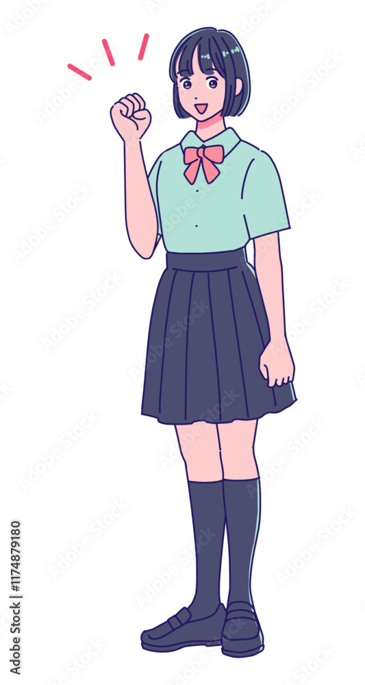 アニメ調の女子高生の立ち絵
