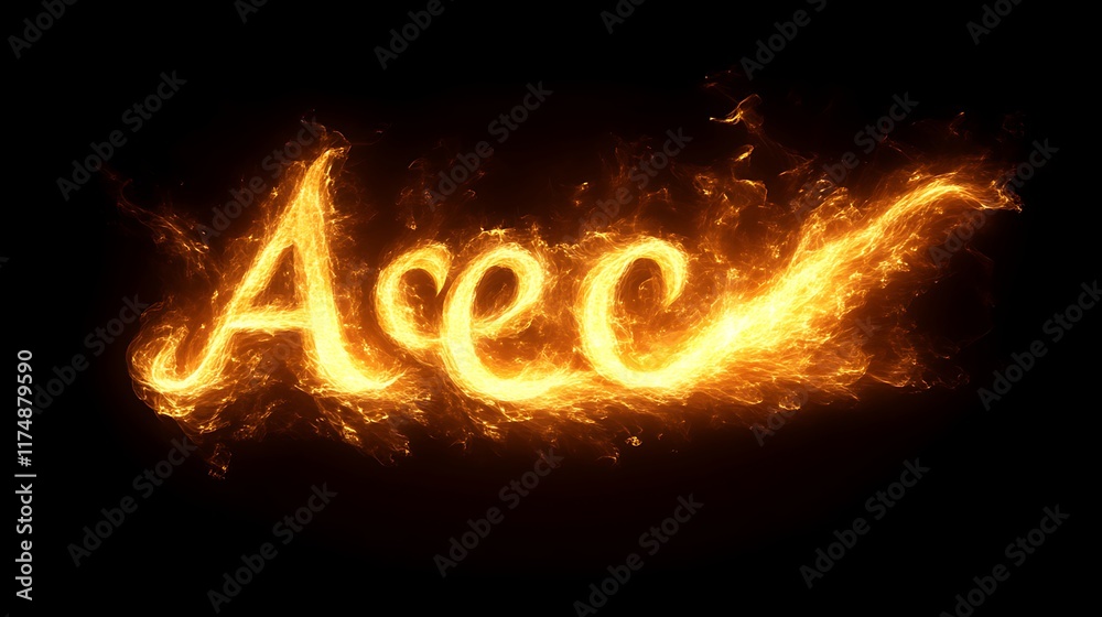 Fiery Script Acee in Flaming Design Fiery Script Acee in Flaming Design