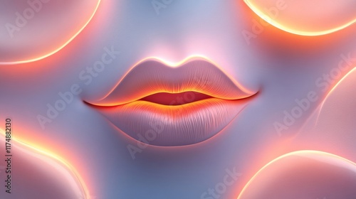 Abstract Lips Glowing Softly in Warm Light photo