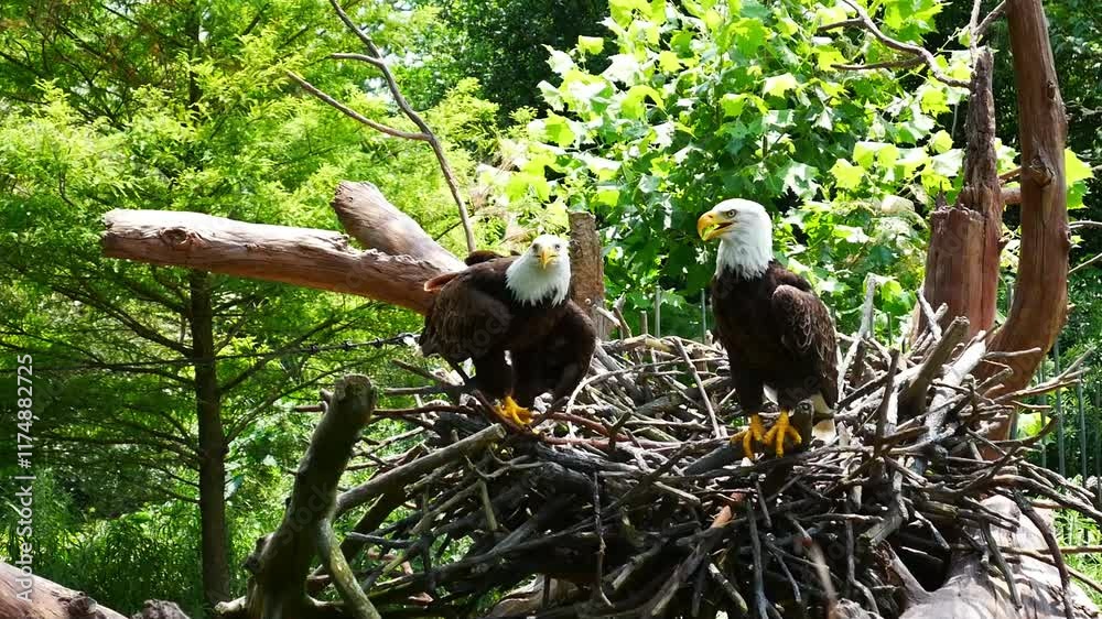 bald eagles on a tree in the zoo