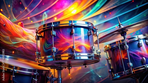 Double Exposure: Rhythmic Drum Beats and Abstract Shapes photo