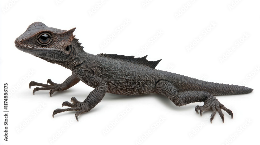 Fototapeta premium Lizard exploration natural habitat wildlife photography isolated background close-up reptile behavior