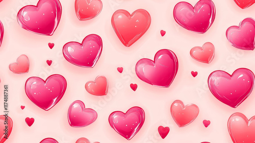 seamless repeat and fully tileable pattern background of valentines day / wedding hearts