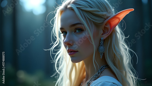 A Captivating Portrait of Ethereal Elf Beauty. photo