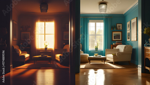 A Room Transformed: The Power of Lighting and Decor in Creating Elegance. photo